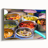 Framed canvas depicting a vintage-style Bhutanese landscape in colorful art tones.