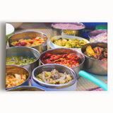 Large black and white stretched canvas featuring a serene Bhutanese landscape, ideal for kitchen wall art.