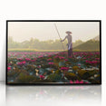Large abstract wall art depicting a Cambodian landscape, in muted earth tones on a framed acrylic print.