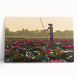 Black and white photograph of Angkor Wat on stretched canvas, ideal for kitchen wall art or bedroom ambiance.