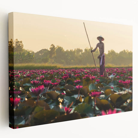 Large art print on canvas depicting a serene Cambodian landscape, ideal for kitchen wall art.