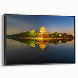 Black and white framed canvas depicting a vintage Beijing landscape, ideal for bedroom wall art.