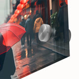 Large abstract wall art depicting the Shanghai skyline in muted grays and blues, acrylic print, ideal for dining room art.