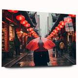 Large abstract depiction of Shanghai skyline in muted gray and blue tones on acrylic glass.