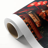 Art deco poster of Shanghai skyline in muted gray tones on rolled canvas, ideal for nursery wall art or dining room.