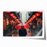 Extra large rolled print of Shanghai skyline with muted gray and blue tones, ideal for dining room wall art.