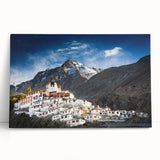 Black and white stretched canvas of a Tibetan landscape, ideal for kitchen wall art or bedroom ambiance.