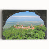 Black and white stretched canvas featuring a detailed illustration of the Georgia landscape, ideal for kitchen wall art.