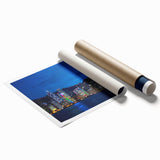 Extra large rolled print of Hong Kong skyline with pastel shades, ideal for large living room wall art.