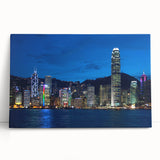 Black and white panoramic view of Hong Kong on large stretched canvas, ideal for kitchen wall art or bedroom ambiance.