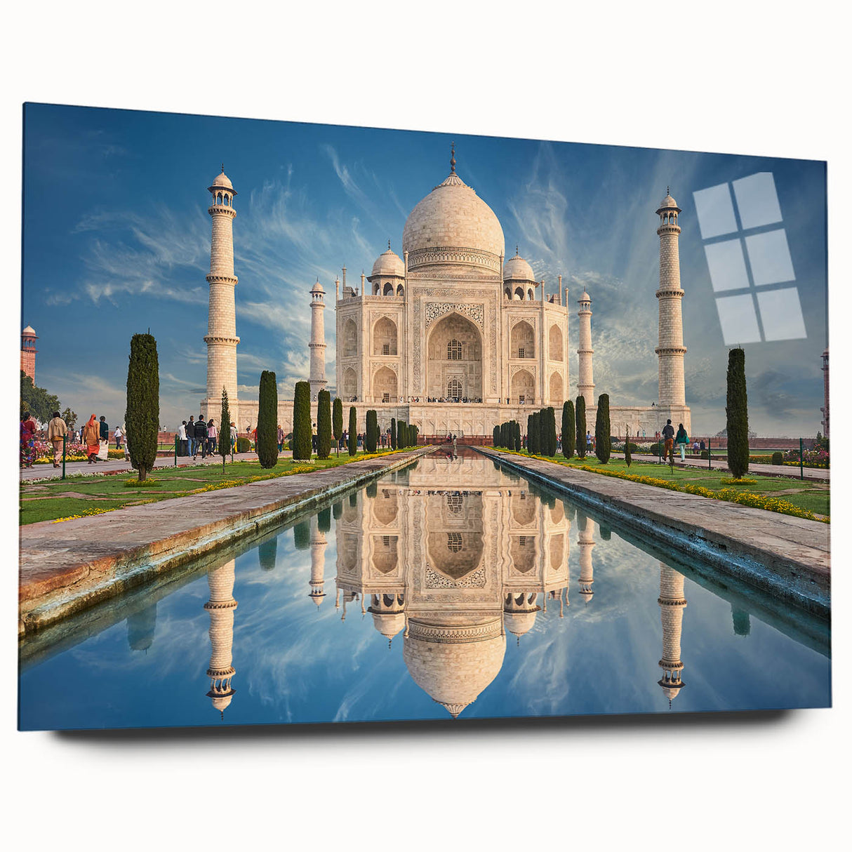Acrylic print of a large abstract depiction of an Indian landscape in earthy tones, ideal for bedroom or dining room art.