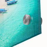 Large abstract wall art depicting a vibrant Indonesian landscape on acrylic glass, ideal for dining room ambiance.