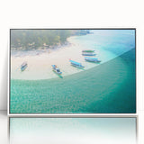 Acrylic print of an Indonesian landscape in art deco style with muted green and brown tones, ideal for modern art wall decor.