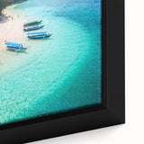 Extra large framed canvas of a textured, colorful Asian scenery, ideal for living room decor.