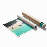 Extra large rolled print featuring a serene Indonesian landscape with lush greenery and floral elements.