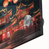 A large acrylic print of an abstract Kyoto scenery in muted earth tones, ideal for dining room art.