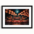Colorful abstract art print of a stylized Kyoto scenery in vibrant hues on a large framed canvas.