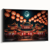Black and white vintage poster art of a Kyoto landscape on framed canvas, suitable for bedroom decor.