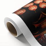 Art Deco poster of a Kyoto landscape on rolled canvas, featuring soft pastel shades.