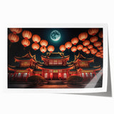 Japanese Kyoto landscape on rolled print, featuring soft pastel colors and floral elements.