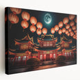 Kyoto scenery on large stretched canvas featuring serene green and brown tones, suitable for kitchen wall art.
