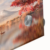 Large abstract wall art featuring vibrant hues and mid-century modernist design on acrylic, ideal for dining room ambiance.