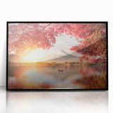 Large abstract wall art depicting a Japanese landscape in muted earth tones on a framed acrylic.