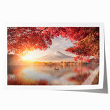 Extra large rolled print of a Japanese scenery with pink floral accents, ideal for art wall dining room.
