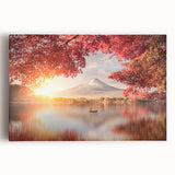 Large black and white ink-style painting of a Japanese landscape on stretched canvas, ideal for kitchen wall art.