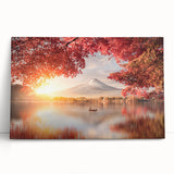 Black and white large art of a Japanese landscape on stretched canvas, ideal for kitchen wall art or bedroom ambiance.