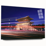 Acrylic print of a large abstract depiction of a Korean landscape in muted earth tones, ideal for bedroom or dining room art.