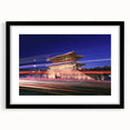 Extra large abstract art print featuring vibrant, colorful textured scenery of Asia, framed in black.