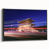 Black and white framed canvas featuring a vintage Korean landscape, ideal for bedroom wall art.