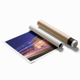 Extra large rolled print of a serene Korean landscape with soft floral elements, in muted green and blue tones.