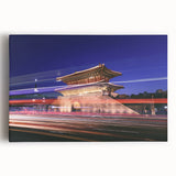 Black and white stretched canvas featuring a serene Korean landscape, ideal for kitchen wall art.