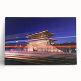 Black and white stretched canvas depicting a serene Korean landscape, ideal for kitchen wall art or bedroom ambiance.