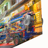 Large abstract wall art depicting an Asian landscape in muted earth tones on acrylic glass, suitable for dining room decor.