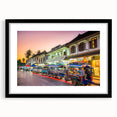 Extra large abstract art print featuring vibrant, colorful textures of a Laos scenery on a framed black mat.