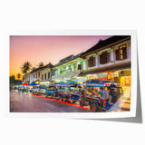 Extra large rolled print of a Laos scenery featuring lush greenery and floral elements, ideal for art wall dining room.