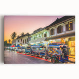 Black and white photograph of a Laos scenery on large stretched canvas, ideal for kitchen wall art.