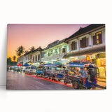 Black and white photograph of a Laos scenery on a large stretched canvas, suitable for kitchen or bedroom decor.