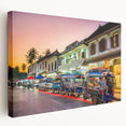 Large canvas print of a serene Laos scenery in muted earth tones, suitable for kitchen wall art.