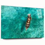 Large abstract wall art featuring a Malaysian landscape in muted earth tones on acrylic glass.