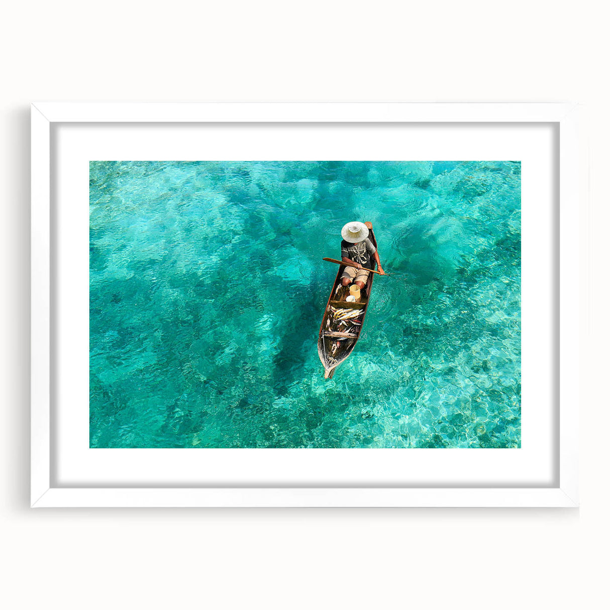 Abstract art print depicting a Malaysian landscape in muted earth tones, framed with a white mat.