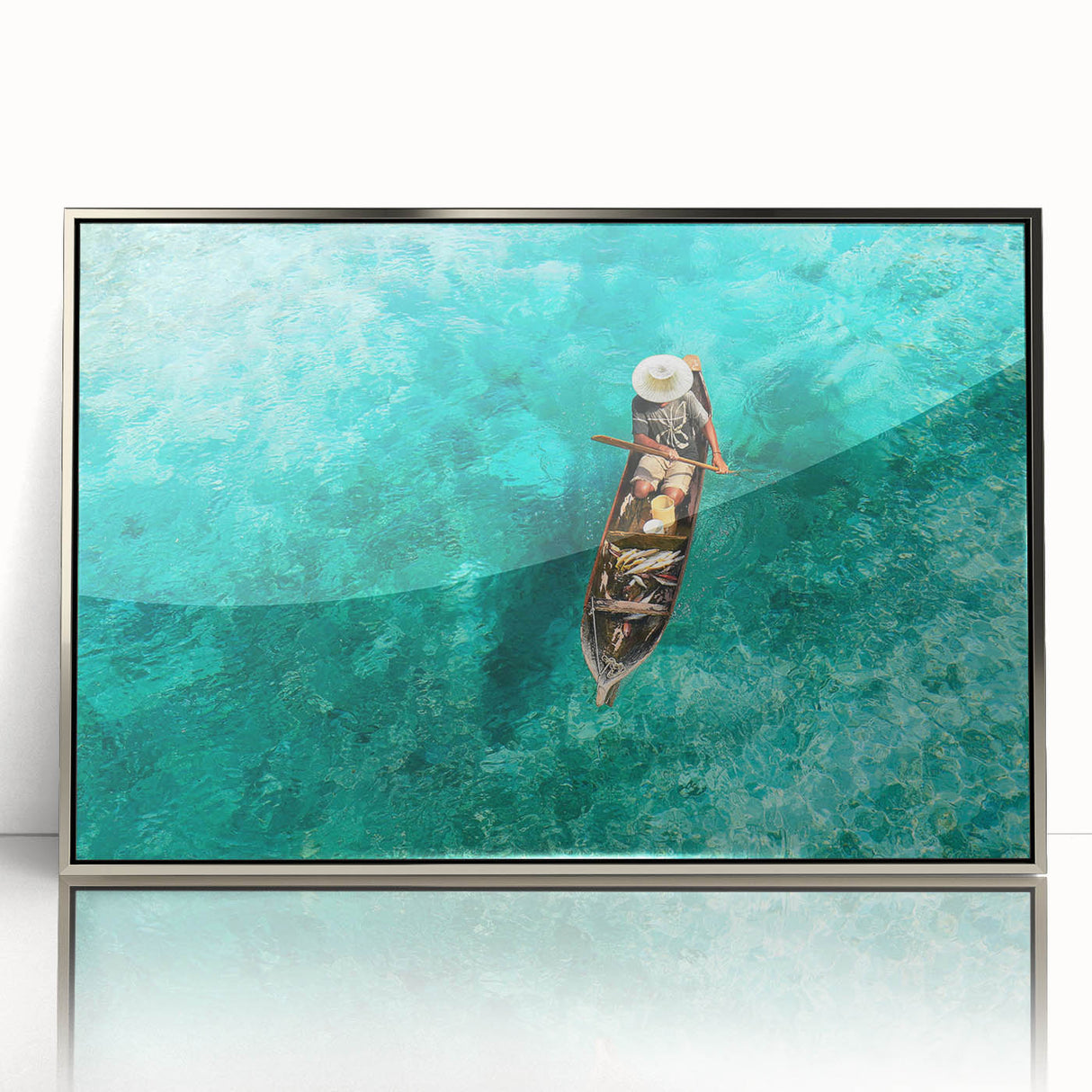Mid-century modernist art depicting a Malaysian landscape in muted earth tones on a framed acrylic print.