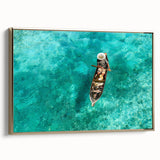 Framed canvas landscape painting of a serene Malaysian scenery in muted gold and black tones, ideal for bedroom decor.