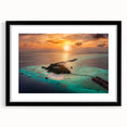 Extra large, textured abstract art print of colorful Maldivian scenery on a framed canvas, ideal for living room decor.