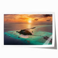 Extra large rolled print of Maldives scenery with vibrant blue and turquoise ocean views, ideal for art wall dining room.