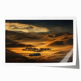 Extra large rolled print of a Mongolian landscape with vibrant floral elements, ideal for art wall dining room.