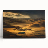 Black and white large canvas print of Mongolian landscape, ideal for kitchen wall art or bedroom ambiance.